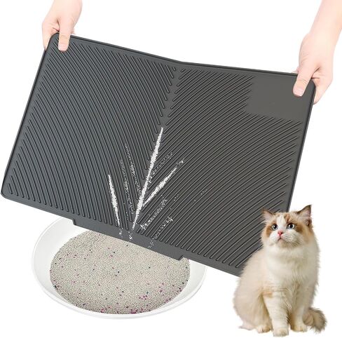 Cat Litter Mat, Silicone Kitty Litter Mat Waterproof Litter Catcher Mat, Litter Box Mat, Cat Litter Trapper for Floor, Anti-Slip and Easy to Clean (Black) in Saudi Arabia