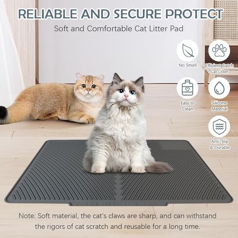 Cat Litter Mat, Silicone Kitty Litter Mat Waterproof Litter Catcher Mat, Litter Box Mat, Cat Litter Trapper for Floor, Anti-Slip and Easy to Clean (Black) in Saudi Arabia