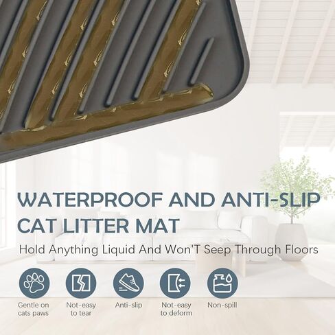Cat Litter Mat, Silicone Kitty Litter Mat Waterproof Litter Catcher Mat, Litter Box Mat, Cat Litter Trapper for Floor, Anti-Slip and Easy to Clean (Black) in Saudi Arabia