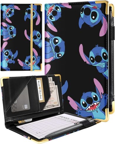 Akkya Server Book for Waitress Cute Serving Books with Zipper Pocket Accessories Cartoon Leather Server Check Book Restaurant Server Booklet Ticket Book Holder in Saudi Arabia