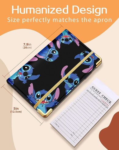 Akkya Server Book for Waitress Cute Serving Books with Zipper Pocket Accessories Cartoon Leather Server Check Book Restaurant Server Booklet Ticket Book Holder in Saudi Arabia