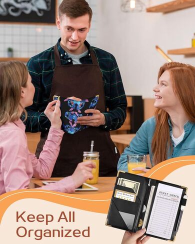 Akkya Server Book for Waitress Cute Serving Books with Zipper Pocket Accessories Cartoon Leather Server Check Book Restaurant Server Booklet Ticket Book Holder in Saudi Arabia