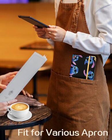 Akkya Server Book for Waitress Cute Serving Books with Zipper Pocket Accessories Cartoon Leather Server Check Book Restaurant Server Booklet Ticket Book Holder in Saudi Arabia