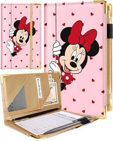 Akkya Server Book for Waitress Cute Serving Books with Zipper Pocket Accessories Cartoon Leather Server Check Book Restaurant Server Booklet Ticket Book Holder in Saudi Arabia