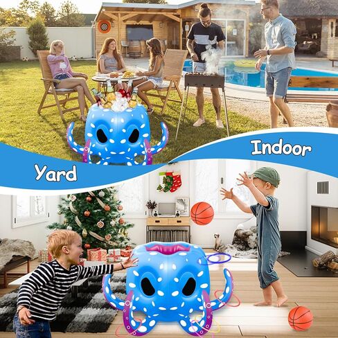 ألعاب حمام السباحة الأخطبوط هيماز، طوق كرة السلة القابل للنفخ | لعبة الرمي الدائري للعب في الأماكن المغلقة والمفتوحة، ألعاب صيفية رائعة للأعمار من 3 4 5 6 7 8 سنوات للأولاد والبنات والكبار هدية للحفلات العائلية in Kuwait
