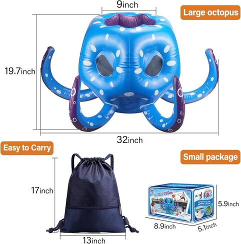 ألعاب حمام السباحة الأخطبوط هيماز، طوق كرة السلة القابل للنفخ | لعبة الرمي الدائري للعب في الأماكن المغلقة والمفتوحة، ألعاب صيفية رائعة للأعمار من 3 4 5 6 7 8 سنوات للأولاد والبنات والكبار هدية للحفلات العائلية in Kuwait