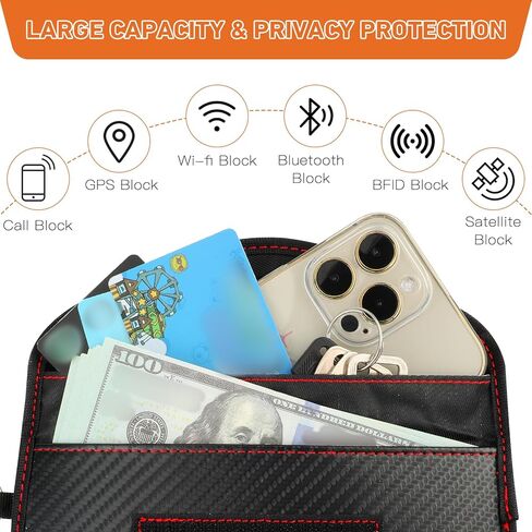 2 حزمة حقيبة فاراداي لمفتاح فوب، فاراداي مفتاح فوب قفص حامي السيارة RFID إشارة حجب فاراداي الحقيبة مفتاح السيارة المضادة للسرقة الحقيبة المضادة للقرصنة (نسيج ألياف الكربون) in Kuwait