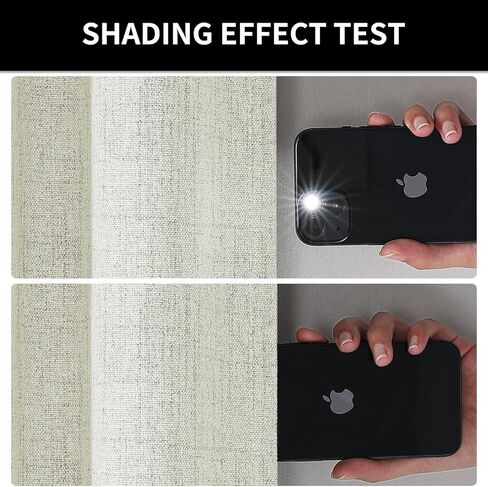 Joydeco 100٪ ستائر سوداء خارج 84 بوصة طويلة 2 لوحات Burg ستائر تعتيم طبيعية من الكتان لغرفة النوم وغرفة المعيشة ستارة داكنة حرارية معزولة بشريط خلفي جيب قضيب (37 × 84 بوصة، بيج فاتح) in Kuwait