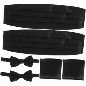 VANZACK 6Pcs Black Bow Tie Pocket Handkerchief Cummerbund for Weddings Business Events and Special Occasions Elegant Formal Accessories in Saudi Arabia