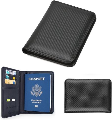 Passport and Vaccine Card Holder Combo, Carbon Fiber Passport Holder with Vaccine Card Slot, Travel Essentials Document Organizer Cover in Saudi Arabia