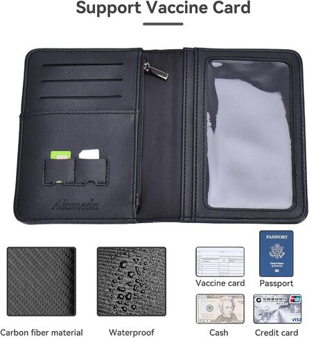 Passport and Vaccine Card Holder Combo, Carbon Fiber Passport Holder with Vaccine Card Slot, Travel Essentials Document Organizer Cover in Saudi Arabia