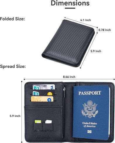 Passport and Vaccine Card Holder Combo, Carbon Fiber Passport Holder with Vaccine Card Slot, Travel Essentials Document Organizer Cover in Saudi Arabia
