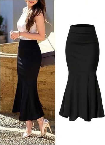 GORGLITTER Women's Fishtail Long Skirt Casual Fitted High Waisted Bodycon Maxi Skirts Going Out Outfit in Saudi Arabia
