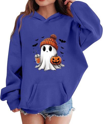 هوديي الهالوين للفتيات لطيف اليقطين من النوع الثقيل من النوع العادي سقوط السقوط طويل الأكمام الطويلة in Kuwait