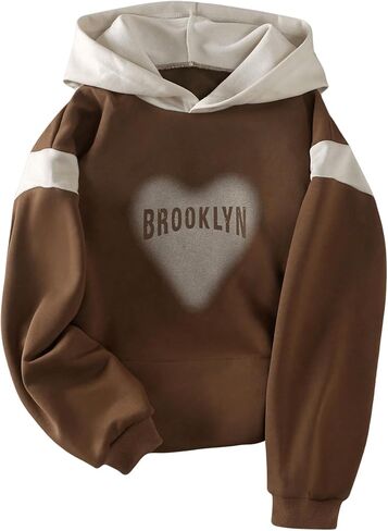 Soly Hux Girl's Hoodie Heart Letter Print Long Sleeve Witshirt Shirt Dulover Tops in Saudi Arabia