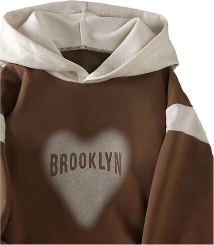 Soly Hux Girl's Hoodie Heart Letter Print Long Sleeve Witshirt Shirt Dulover Tops in Saudi Arabia