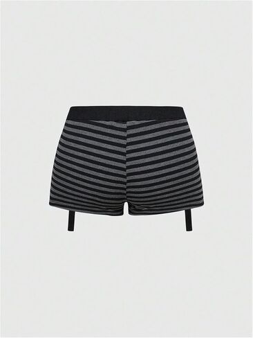 Women's Y2k Striped Shorts Elastic Waist Low Rise Grunge Punk Mini Short Party Club Micro Short with Flap Pocket in Saudi Arabia