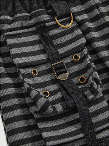 Women's Y2k Striped Shorts Elastic Waist Low Rise Grunge Punk Mini Short Party Club Micro Short with Flap Pocket in Saudi Arabia