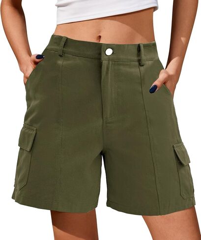 Kisswow Utility Cargo Shorts Women Summer Casual Bermuda Shorts for Women Trendy 6 Pockets Elastic Waist in Saudi Arabia