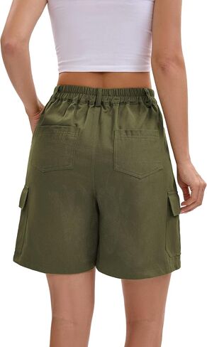Kisswow Utility Cargo Shorts Women Summer Casual Bermuda Shorts for Women Trendy 6 Pockets Elastic Waist in Saudi Arabia