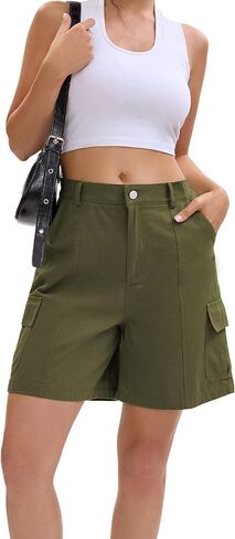 Kisswow Utility Cargo Shorts Women Summer Casual Bermuda Shorts for Women Trendy 6 Pockets Elastic Waist in Saudi Arabia