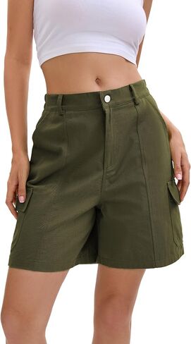 Kisswow Utility Cargo Shorts Women Summer Casual Bermuda Shorts for Women Trendy 6 Pockets Elastic Waist in Saudi Arabia