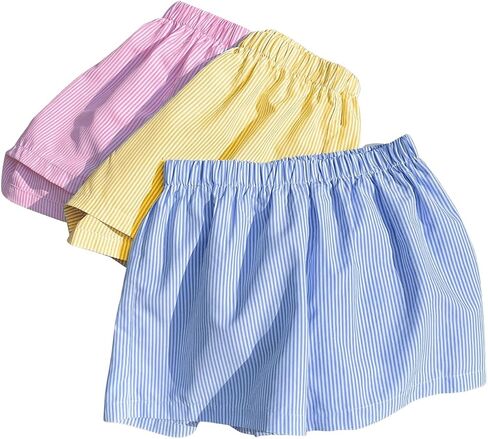 SHENHE Women's 3 Pack Summer Striped Boxer Shorts Elastic Waist Wide Leg Casual Shorts in Saudi Arabia