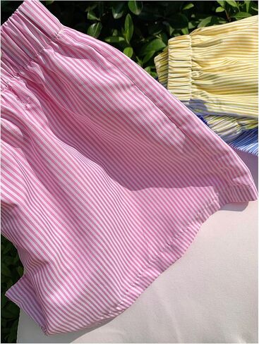 SHENHE Women's 3 Pack Summer Striped Boxer Shorts Elastic Waist Wide Leg Casual Shorts in Saudi Arabia