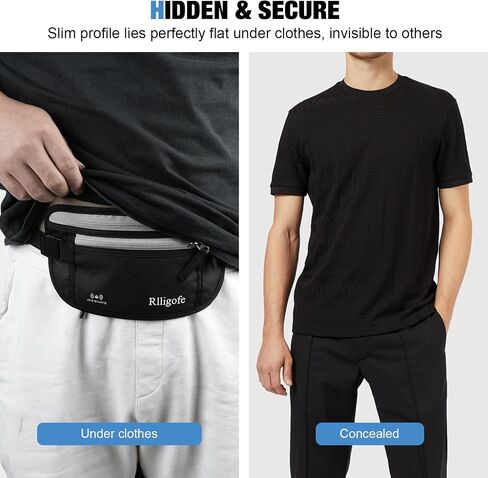 Money Belt for Travel Women and Men Hidden - Slim RFID Blocking Travel Wallet with Secure Anti-Theft Pouch, Passport Holder for Passport, Credit Cards, Cash Under Clothes in Saudi Arabia