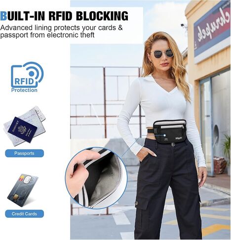 Money Belt for Travel Women and Men Hidden - Slim RFID Blocking Travel Wallet with Secure Anti-Theft Pouch, Passport Holder for Passport, Credit Cards, Cash Under Clothes in Saudi Arabia