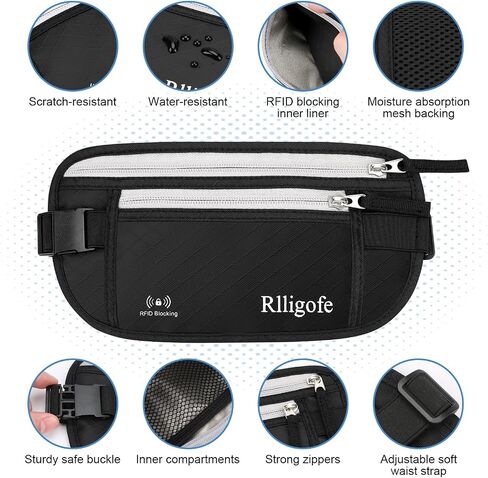 Money Belt for Travel Women and Men Hidden - Slim RFID Blocking Travel Wallet with Secure Anti-Theft Pouch, Passport Holder for Passport, Credit Cards, Cash Under Clothes in Saudi Arabia
