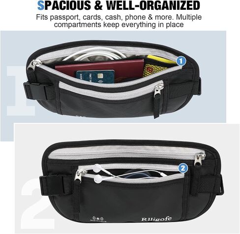 Money Belt for Travel Women and Men Hidden - Slim RFID Blocking Travel Wallet with Secure Anti-Theft Pouch, Passport Holder for Passport, Credit Cards, Cash Under Clothes in Saudi Arabia