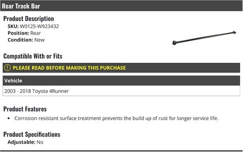Rear Track Bar - Compatible with 2003-2018 Toyota 4Runner in Saudi Arabia