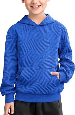 Haloumoning Boys Fashion Hoodies Kids Wited Cited Sweeve Pullover Sweatshirts مع جيب 5-14 سنوات in Saudi Arabia