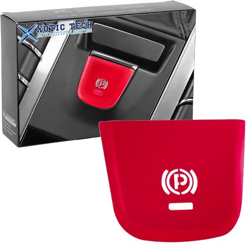X Xotic Tech Parking Brake P Button Cover Cover ، ملصق زر فرملة اليد متوافق مع Porsche Cayenne Panamera 2018-2021 Car Interior Switch Trim (Red) in Saudi Arabia