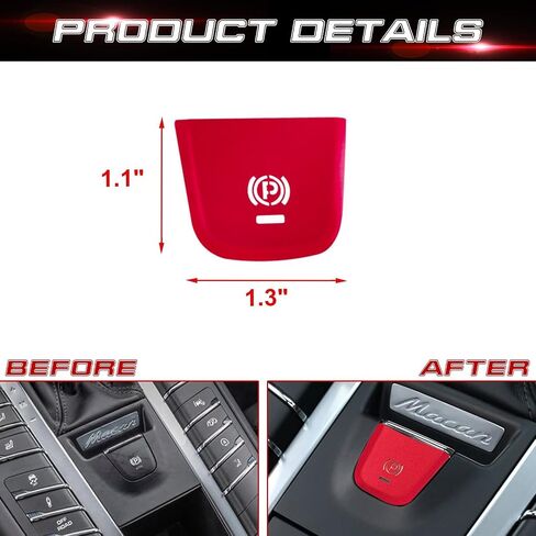 X Xotic Tech Parking Brake P Button Cover Cover ، ملصق زر فرملة اليد متوافق مع Porsche Cayenne Panamera 2018-2021 Car Interior Switch Trim (Red) in Saudi Arabia