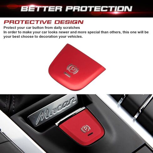X Xotic Tech Parking Brake P Button Cover Cover ، ملصق زر فرملة اليد متوافق مع Porsche Cayenne Panamera 2018-2021 Car Interior Switch Trim (Red) in Saudi Arabia