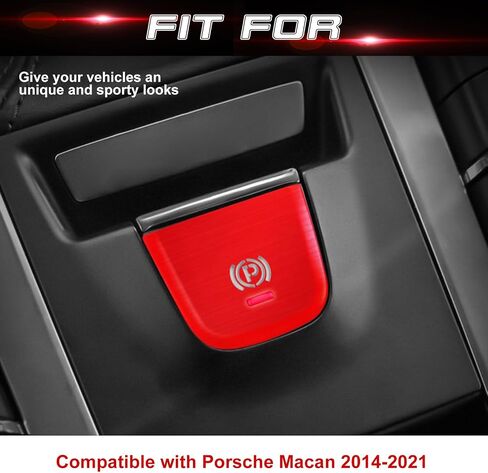 X Xotic Tech Parking Brake P Button Cover Cover ، ملصق زر فرملة اليد متوافق مع Porsche Cayenne Panamera 2018-2021 Car Interior Switch Trim (Red) in Saudi Arabia