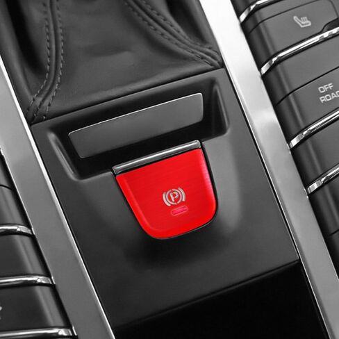 X Xotic Tech Parking Brake P Button Cover Cover ، ملصق زر فرملة اليد متوافق مع Porsche Cayenne Panamera 2018-2021 Car Interior Switch Trim (Red) in Saudi Arabia