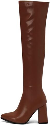 Thigh High Boots for Women Sexy Pointed Toe Cosplay Dance Party PU Leather Chunky Heels Side Zipper Big Size Over The Knee High Boots in Saudi Arabia
