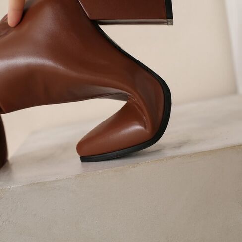 Thigh High Boots for Women Sexy Pointed Toe Cosplay Dance Party PU Leather Chunky Heels Side Zipper Big Size Over The Knee High Boots in Saudi Arabia