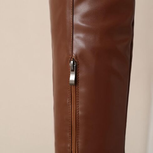 Thigh High Boots for Women Sexy Pointed Toe Cosplay Dance Party PU Leather Chunky Heels Side Zipper Big Size Over The Knee High Boots in Saudi Arabia