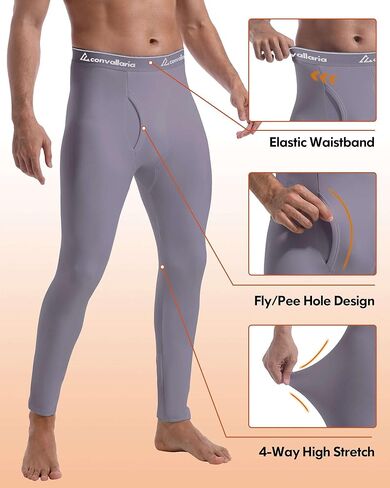 CL convallaria Men's Thermal Pants Fleece Lined Long Johns Thermal Bottom Athletic Base Layer Cold Weather Gear 2/4 Pcs in Kuwait