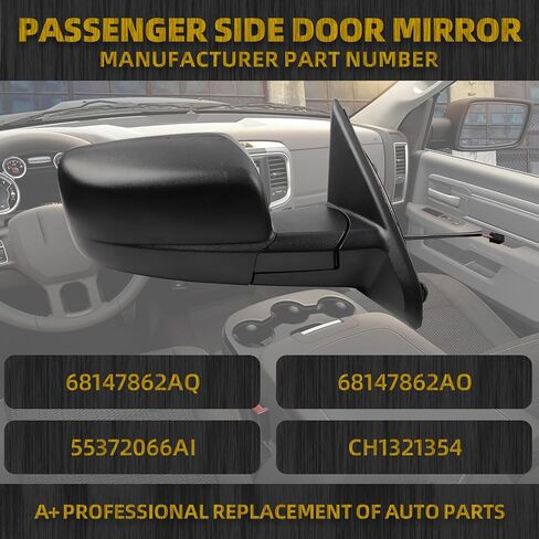Dasbecan Driver Side Mirror متوافقة مع 2014-2018 RAM 1500 ، 2019-2022 1500 كلاسيكي المرآة اليسرى مع الزجاج المسخن الطاقة ، طي يدوي ، مستشعر مؤقت يستبدل 68462819AA in Saudi Arabia