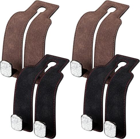 Homaisson Headrest Hook for Car, 4 PCS Car Seat Back Hooks, Leather and Metal Material Multi-Functional Purse Hooks for Purses and Bags(Black/Brown) in Saudi Arabia