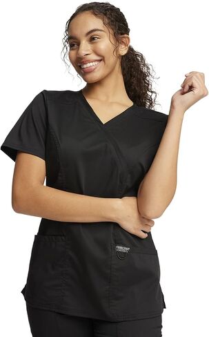 Cherokee Scrub Set for Women, Mock Wrap Top & Mid Rise Straight Leg Pant, Ultra Soft 2-Way Stretch Medical Uniform - CK00040C in Saudi Arabia
