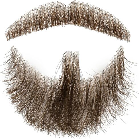 Ishua Hair Fake Beard for Men & Mustache – Realistic & Invisible Fake Facial Hair & Costume Facial Hair Great for Halloween in Saudi Arabia
