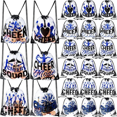 24 Pcs Cheer Drawstring Backpack Bulk Clear PVC Cheerleader Gym Storage Bags Gift for Sports Team Women Accessories(Blue) in Saudi Arabia