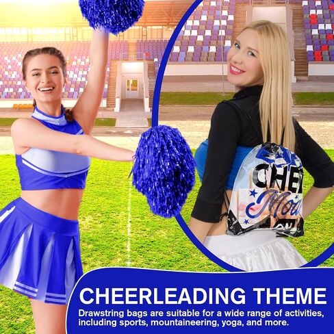 24 Pcs Cheer Drawstring Backpack Bulk Clear PVC Cheerleader Gym Storage Bags Gift for Sports Team Women Accessories(Blue) in Saudi Arabia