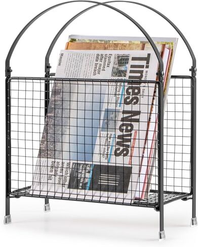 حامل مجلة Puersi FreeStanding - تصميم حقيبة يد Modern Touch ، Magazine Organizer Metal Rack for Books ، Record Vinyl ، Newspaper (Gold) in Kuwait